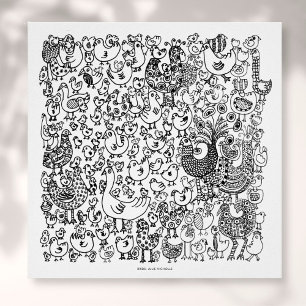 Poster Arte de desenho de pássaros preto e branco