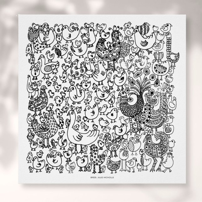 Poster Arte de desenho de pássaros preto e branco (Criador carregado)