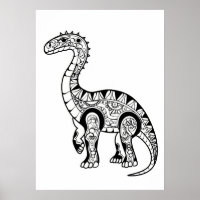 Arte de desenho de rabiscos dinossauros.