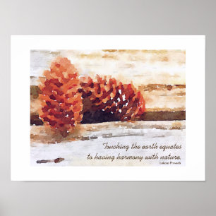 Poster Arte de Digitas dos cones do pinho do Brushstroke
