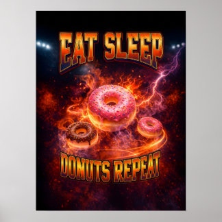 Poster Arte de Donut Neon Flamejante