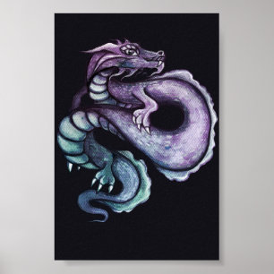 Poster Arte de Dragão Chinês Roxo