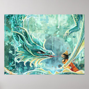 Poster Arte de Dragão de Água
