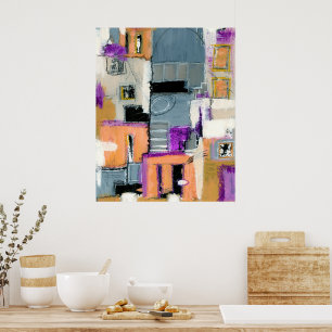 Poster Arte de Edifícios Expressionista Abstrata Pintura