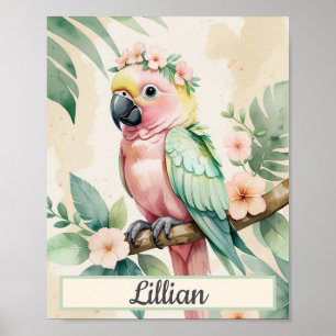 Poster Arte De Enfermeira De Safari Tropical Com Aquarela