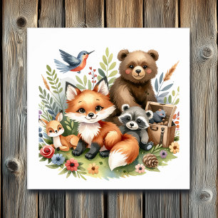 Poster Arte De Enfermeiro De Animais Da Floresta Cura