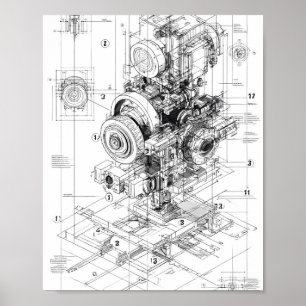 Poster Arte de Engenharia de Precisão: Máquina Modular