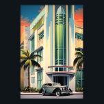 Poster Arte de entrada de aviões art deco Building, 1930<br><div class="desc">Pintura estriada de pincel de ar da entrada de um prédio de deco de arte nos anos 30 com um projétil estacionado na frente. Feito com algoritmos generativos e Photoshop.</div>