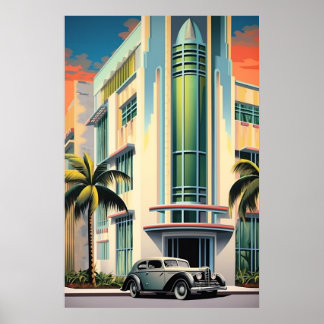 Poster Arte de entrada de aviões art deco Building, 1930