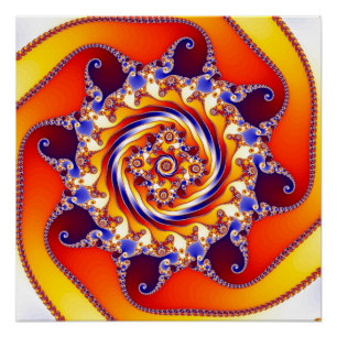 Pôster Arte de Espiral Fractal de Mandelbrot Psicodélico