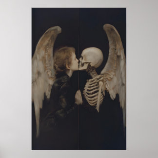 Poster Arte de Esqueleto de Reflexo de Espelho de Anjo Gó
