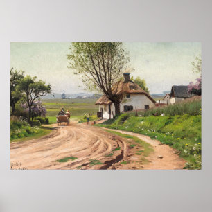 Poster Arte de Estrada de Verão de Casa de Campo Rústica