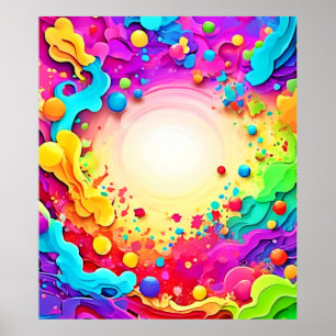 Poster Arte de explosão vívida de cor Abstrato