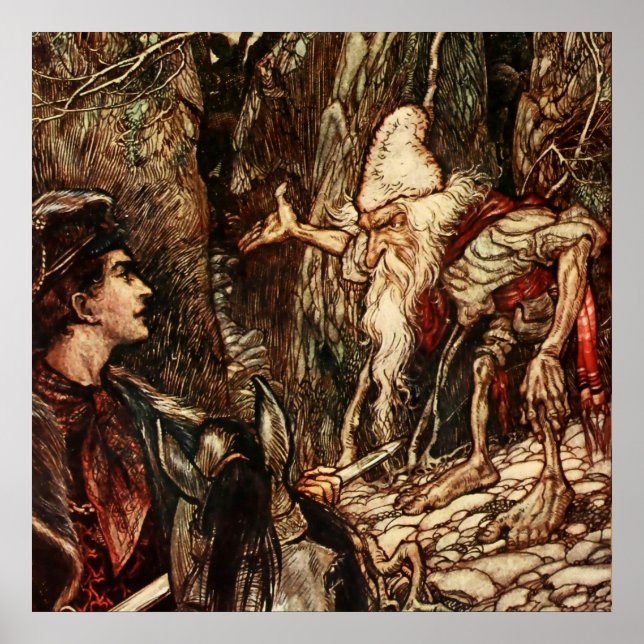 Poster Arte de fada “Rumpelstiltskin” por Arthur Rackham (Frente)