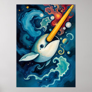 Poster Arte de Fantasia Cósmica do Narval Espacial