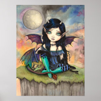 Poster Arte de Fantasia Cute Gothic Olhos Grandes Fada e