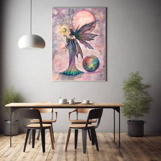 Poster Arte de Fantasia da Fada da Lua Opala de Fogo por 