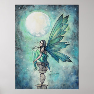 Poster Arte de Fantasia da Fada do Sonho de Inverno Aquar