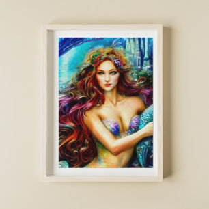 Poster Arte de Fantasia da Filha de Netuno - Sereia