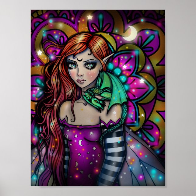Poster Arte de Fantasia da Garota Dragão por Molly Harris (Frente)
