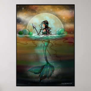 Pôster Arte de Fantasia da Sereia do Mar Místico