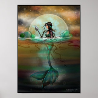 Pôster Arte de Fantasia da Sereia do Mar Místico