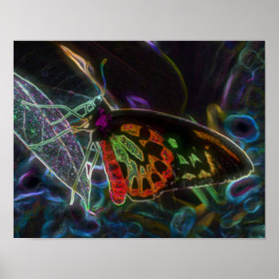 Pôster Arte de fantasia de borboleta Abstrato preta