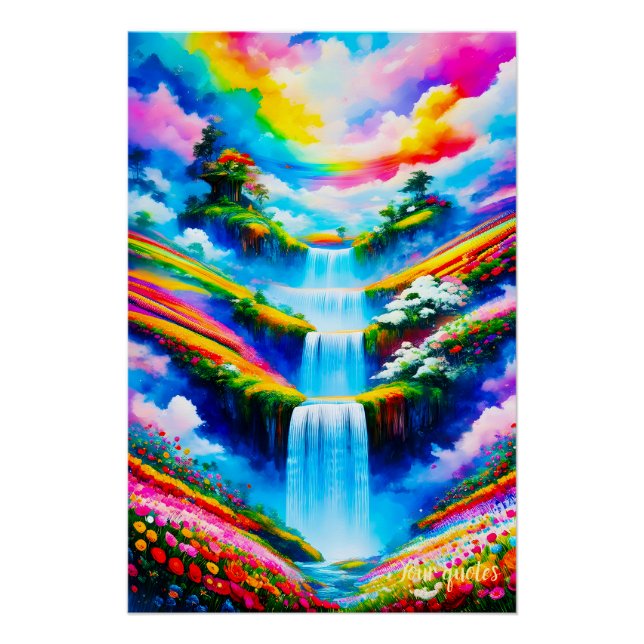 Pôster Arte de Fantasia de Cachoeira Surreal (Frente)