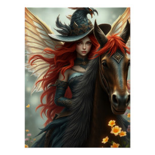 Pôster Arte de Fantasia de Cavalo do Guerreiro