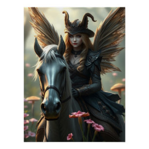 Pôster Arte de Fantasia de Cavalo do Guerreiro