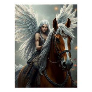 Pôster Arte de Fantasia de Cavalo do Guerreiro