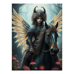 Pôster Arte de Fantasia de Cavalo do Guerreiro