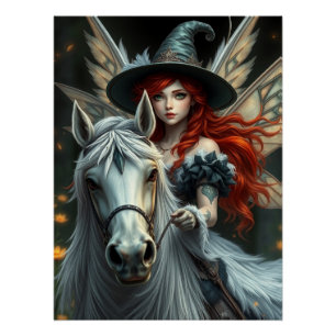 Pôster Arte de Fantasia de Cavalo do Guerreiro