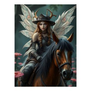 Pôster Arte de Fantasia de Cavalo do Guerreiro