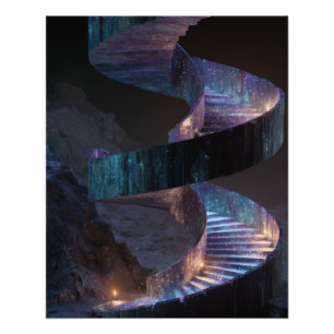 Pôster Arte de Fantasia de Sonho Escada Espiral Cósmica