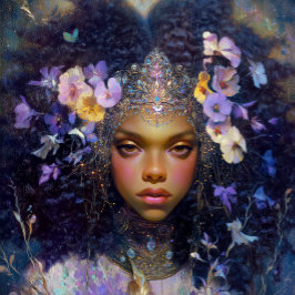 Poster Arte de Fantasia Menina Negra Rainha Negra Deusa