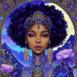 Poster Arte de Fantasia Menina Negra Rainha Negra Deusa