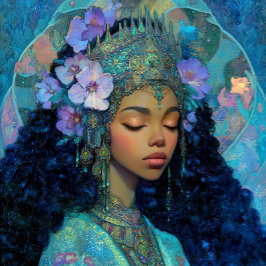 Poster Arte de Fantasia Menina Negra Rainha Negra Deusa