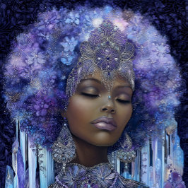 Poster Arte de Fantasia Menina Preta Rainha Preta Deusa