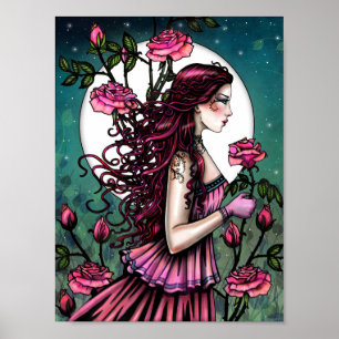 Poster Arte de Fantasia Mística Rosa Espanhola  Molly Har