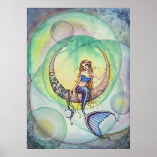 Poster Arte de Fantasia Mística Sereia de Cobalt Moon
