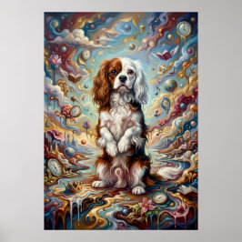 Poster Arte de Fantasia Surrealista do Cavalier King Char