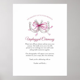 Poster Arte de ferradura fitas rosa casamento sem aparelh