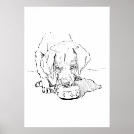 Poster Arte de Filhote de Labrador, Desenho Minimalista