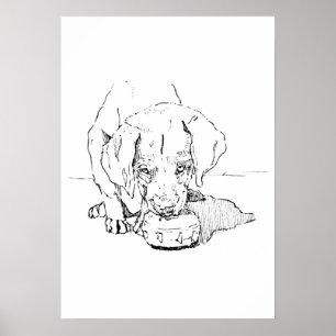 Poster Arte de Filhote de Labrador, Desenho Minimalista