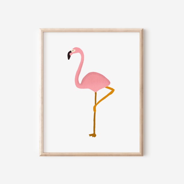 Poster Arte de Flamingo Tropical Pintada à Mão com Gouach (Criador carregado)