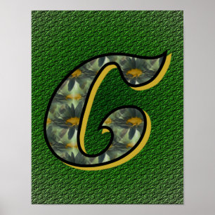 Pôster Arte de Flor de Margaridas com Inicial de Monogram