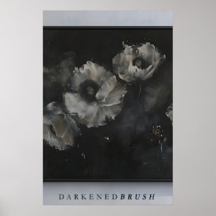 Poster Arte de Flor de Papoula, Floral Escuro, Floral Abs