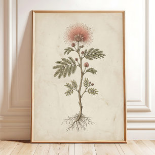 Poster Arte de Flor de Pó de Fada Vintage Fazenda Antiga