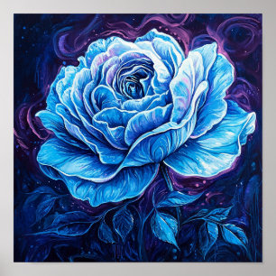 Poster Arte de Flor de Rosa Bonita Decoração de Casa